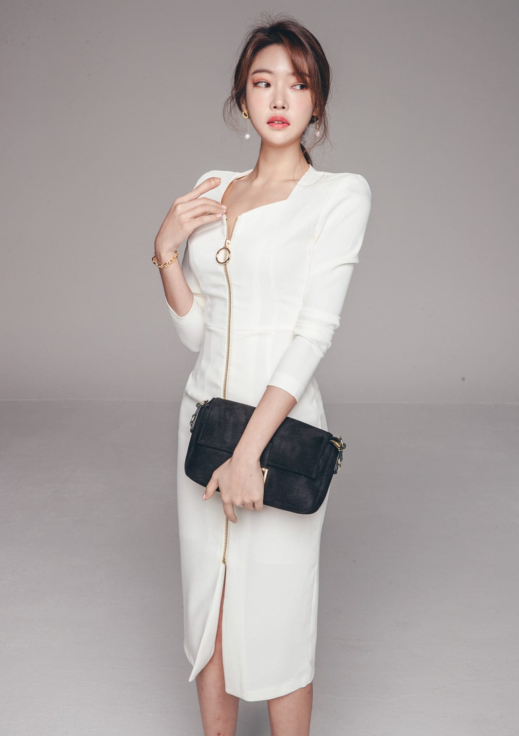 フルジップミディドレス